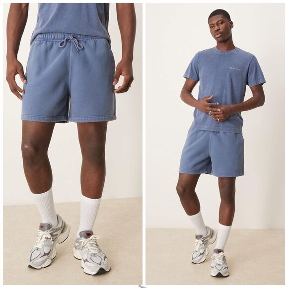 Abercrombie & Fitch Light Blue Casual Fleece Relaxed Fit Lounge Shorts - Picture 1 of 9